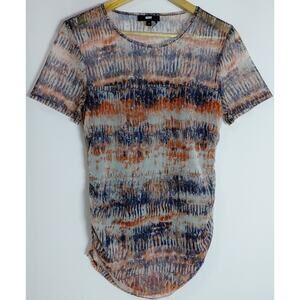 DKNY Multicolor Short Sleeve Top Graphic Print Crew Neck Women Size M